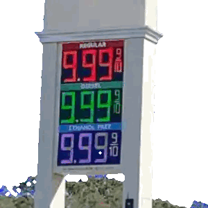 a gas station sign displays the price for regular diesel and ethanol free