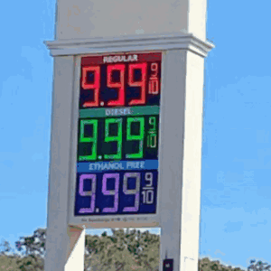 A Gas Station Sign Shows The Price Of Regular Diesel And Ethanol Free Gas GIF