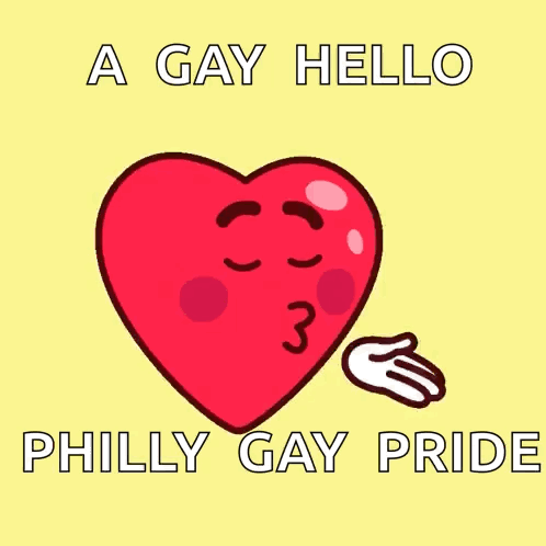 A Gay Hello Philly Gay Pride Sign With A Heart GIF