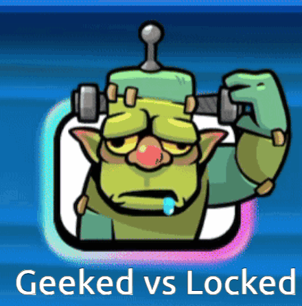 A Geeked Vs Locked Sticker With A Cartoon Character GIF