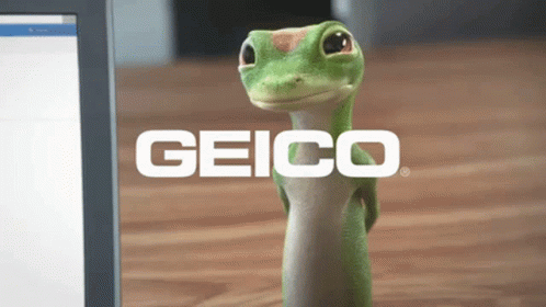 A Geico Ad With A Lizard Standing In Front Of A Laptop GIF
