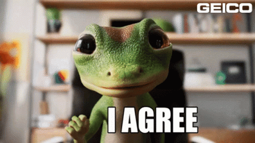 A Geico Advertisement With A Lizard Saying I Agree GIF