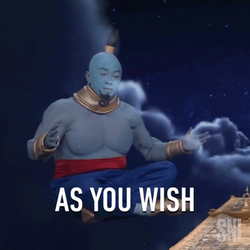 A Genie With The Words As You Wish On The Bottom GIF
