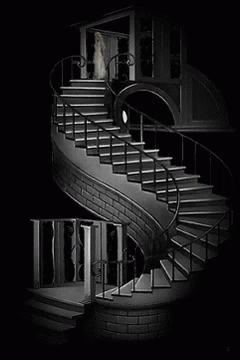 A Ghost Is Walking Down A Set Of Stairs GIF