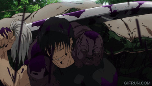 A Gif From Gifrun.com Shows A Man Holding A Purple And White Sword GIF