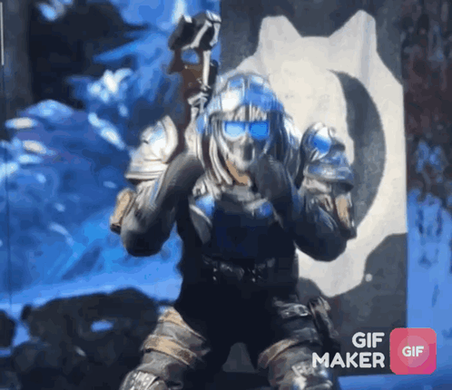 A Gif Maker Shows A Soldier Holding A Hammer GIF