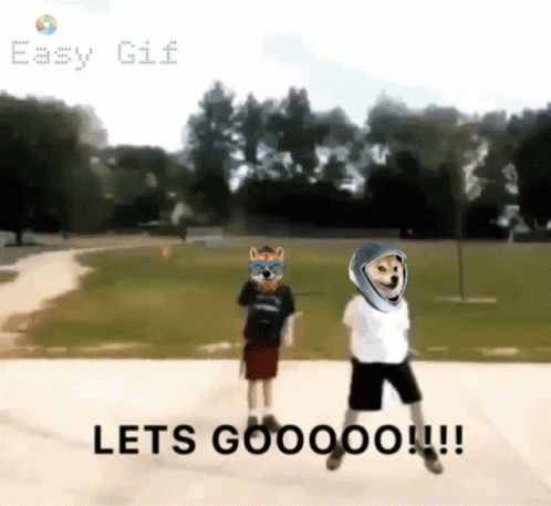 A Gif Of A Boy And A Dog With The Words Lets Gooooo On The Bottom GIF