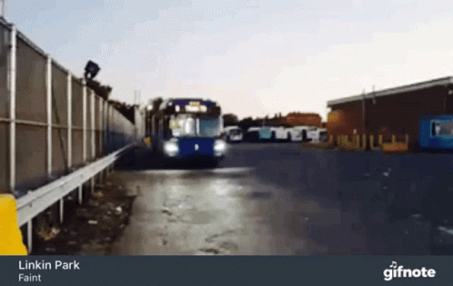 A Gif Of A Bus That Says Linkin Park Faint On The Bottom GIF