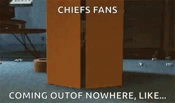 A Gif Of A Chiefs Fan Coming Out Of Nowhere Like GIF