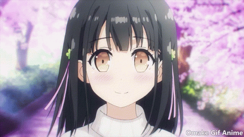 A Gif Of A Girl With Flowers In Her Hair And The Words Omake Gif Anime Below Her GIF