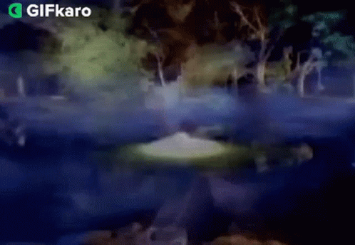 A Gif Of A Lake With Trees In The Background GIF
