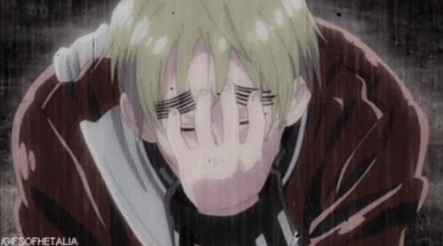 A Gif Of A Man Covering His Face With His Hands With The Words Gifs Of Hetalia At The Bottom GIF