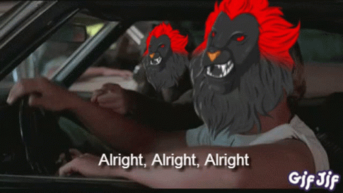 A Gif Of A Man Driving A Car That Says Alright GIF