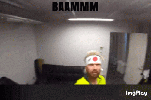 Man Wearing Headband With Baammmm GIF