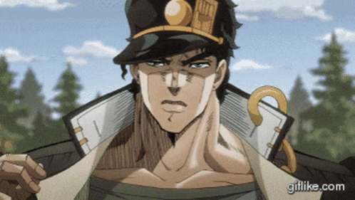A Gif Of Jotaro From Jojo 'S Bizarre Adventure Is Displayed GIF