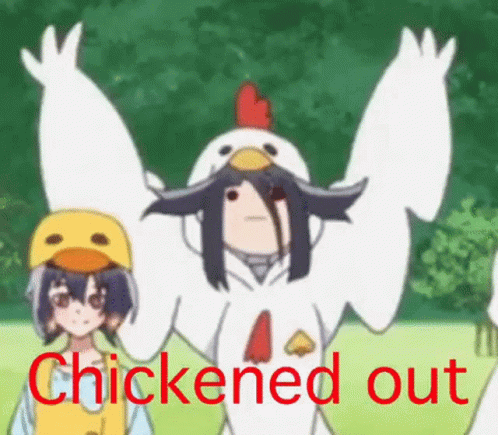 A Girl Dressed As A Chicken Is Standing Next To A Boy Dressed As A Duck . GIF