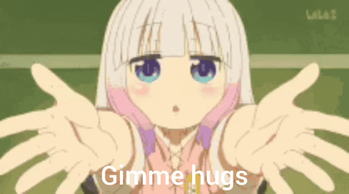 A Girl From A Anime Is Giving A Hug With Her Hands Outstretched . GIF