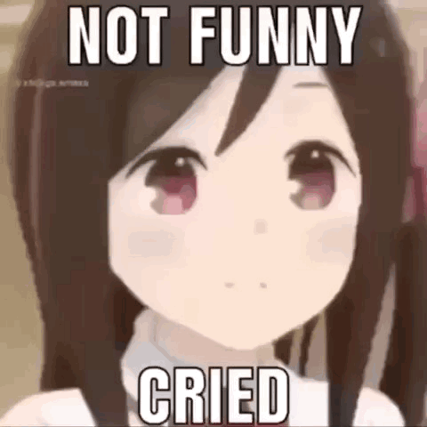 A Girl From An Anime Is Crying And Says `` Not Funny Cried '' . GIF