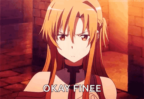 A Girl From An Anime Says Okay Finee In Front Of Her GIF