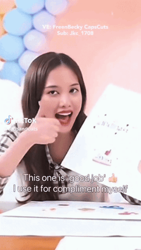 A Girl Giving A Thumbs Up With The Caption " This One Is Good Job " GIF