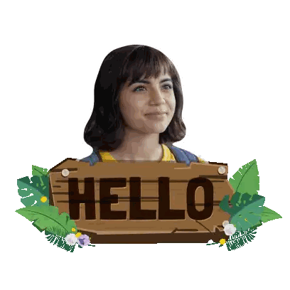 a girl holding a sign that says hello