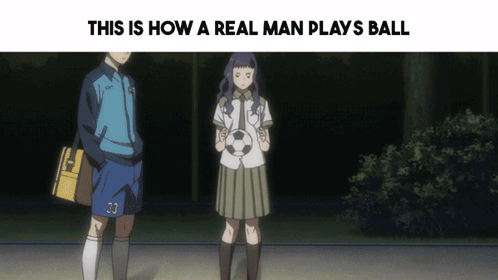 a girl holding a soccer ball next to a boy with the number 33