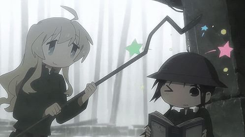 A Girl Holding A Wand And A Boy Reading A Book GIF