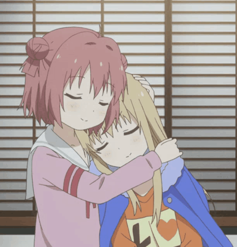 A Girl Hugging Another Girl Wearing A Shirt With The Number 7 On It GIF