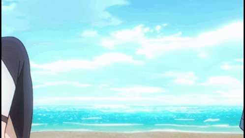 A Girl In A Bikini Is Jumping Into The Ocean GIF