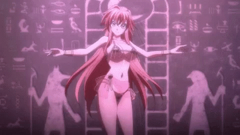 A Girl In A Bikini Is Standing In Front Of A Wall With A Lot Of Drawings On It . GIF