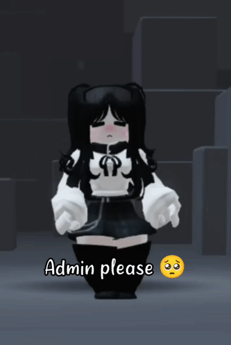 A Girl In A Black And White Outfit Is Standing Next To A Sign That Says Admin Please GIF