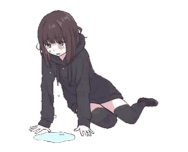 a girl in a black hoodie and knee high socks is kneeling on the floor