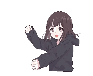 a girl in a black hoodie is holding her fist up in the air .