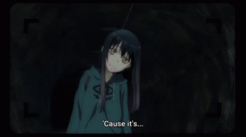 A Girl In A Blue Hoodie Is Standing In Front Of A Group Of Zombies GIF