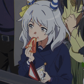 A Girl In A Blue Jacket Is Eating A Sandwich GIF