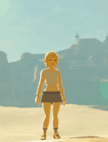A Girl In A Crop Top And Shorts Is Standing On A Sandy Beach GIF