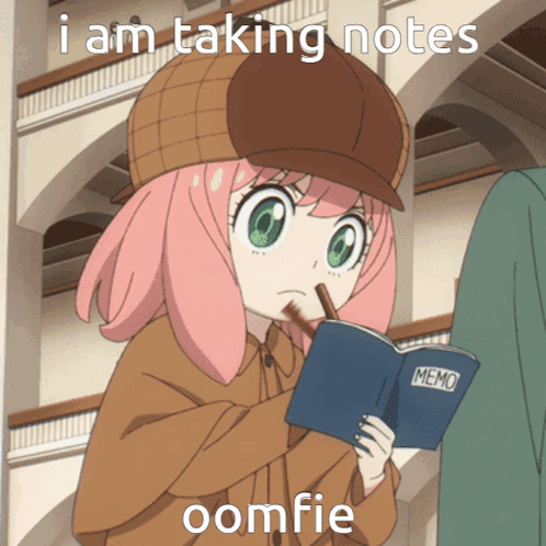 A Girl In A Detective Hat Is Holding A Book That Says Memo On It GIF