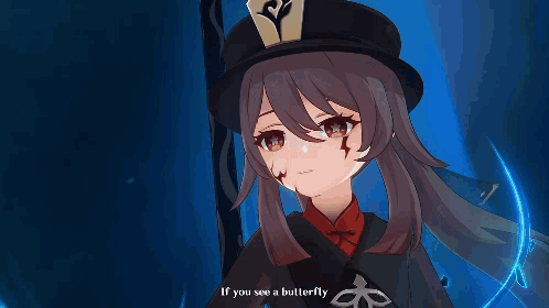 A Girl In A Hat With The Words If You See A Butterfly On The Bottom GIF