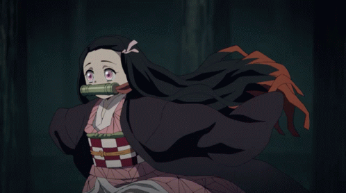 A Girl In A Kimono Is Running In A Dark Forest GIF