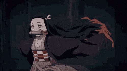 A Girl In A Kimono Is Running In The Dark With Her Arms Outstretched GIF