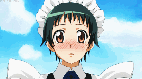 A Girl In A Maid Costume With A Blue Sky In The Background Is Being Animated GIF