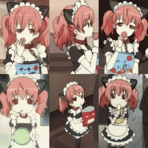 Girl In Maid Outfit Holding Book A GIF