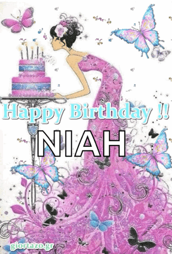 A Girl In A Pink Dress Is Blowing Out Candles On A Cake GIF