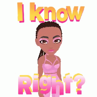 A Girl In A Pink Dress Is Standing In Front Of A Sign That Says I Know Right GIF