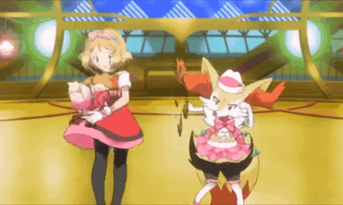 Girl In Pink Dress Next To Fox GIF