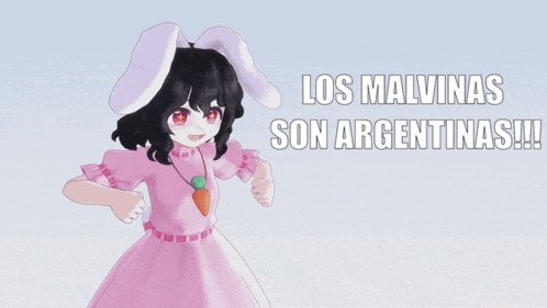 A Girl In A Pink Dress With Bunny Ears Says Los Malvinas Son Argentinas !!! GIF