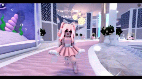 A Girl In A Pink Dress With The Name Princess Doki GIF