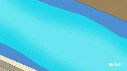 A Girl In A Pink Skirt Is Going Down A Water Slide With Netflix Written On The Bottom GIF