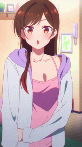 A Girl In A Pink Tank Top And A Purple Hoodie GIF