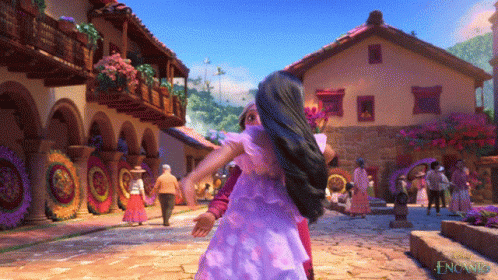 A Girl In A Purple Dress Is Being Held By A Man In A Purple Dress GIF